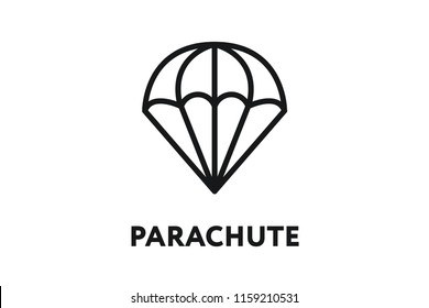 Parachute Air Landing Skydiving. Minimal Color Flat Line Outline Stroke Icon.