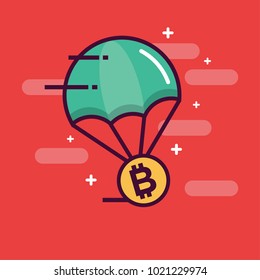 Parachute with Bitcoin Cryptocurrency Delivery Concept