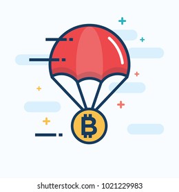 Parachute with Bitcoin Cryptocurrency Delivery Concept
