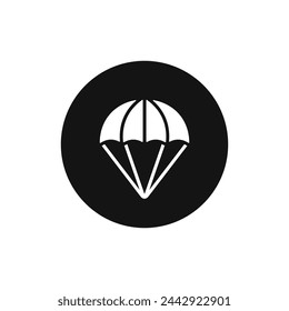 Icono de vector blanco y negro de paracaídas
