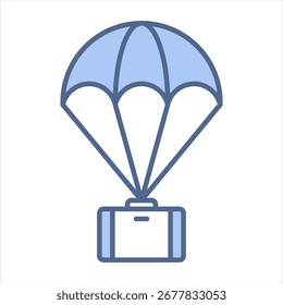 Parachute Blue Icon Vector Illustration
