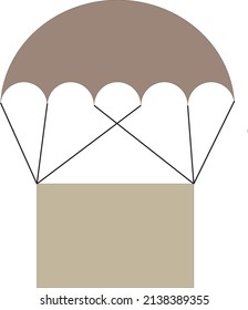 A parachute with box attached to it . A concept of delivery - logistics illustration - vector 