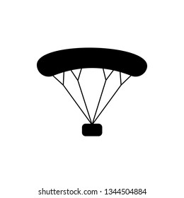 Parachute, box, icon. Summer vector icon Black Thin flat Symbol of Tourism for Web and App development Isolated on White Background. Vector