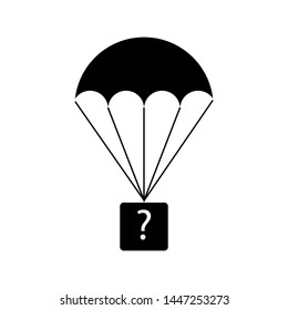 Parachute with a box with a question mark