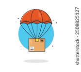 Parachute with Box Vector Illustration. Parachute Delivery Concept Design