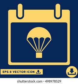 Parachute Calendar Day icon. Vector EPS illustration style is flat iconic symbol, yellow color.