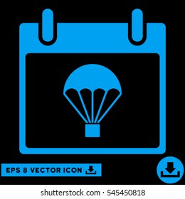 Parachute Calendar Day icon. Vector EPS illustration style is flat iconic symbol, blue color.