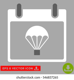 Parachute Calendar Day icon. Vector EPS illustration style is flat iconic bicolor symbol, dark gray and white colors.