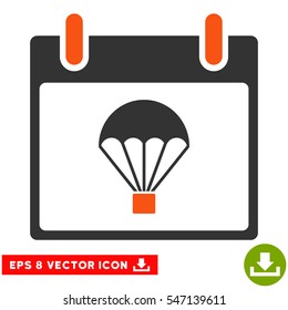 Parachute Calendar Day icon. Vector EPS illustration style is flat iconic bicolor symbol, orange and gray colors.