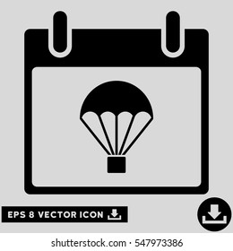 Parachute Calendar Day icon. Vector EPS illustration style is flat iconic symbol, black color.