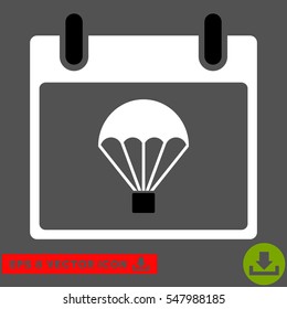 Parachute Calendar Day icon. Vector EPS illustration style is flat iconic bicolor symbol, black and white colors.