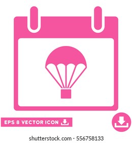 Parachute Calendar Day icon. Vector EPS illustration style is flat iconic symbol, pink color.