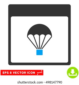 Parachute Calendar Page icon. Vector EPS illustration style is flat iconic bicolor symbol, blue and gray colors.