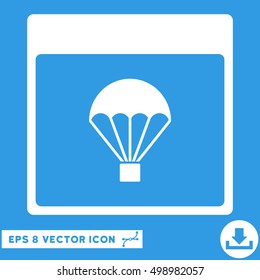 Parachute Calendar Page icon. Vector EPS illustration style is flat iconic symbol, white color.