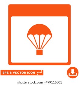 Parachute Calendar Page icon. Vector EPS illustration style is flat iconic symbol, orange color.