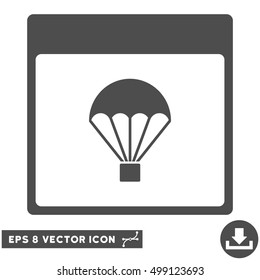 Parachute Calendar Page icon. Vector EPS illustration style is flat iconic symbol, gray color.