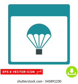 Parachute Calendar Page icon. Vector EPS illustration style is flat iconic bicolor symbol, soft blue colors.