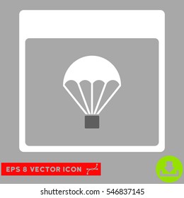 Parachute Calendar Page icon. Vector EPS illustration style is flat iconic bicolor symbol, dark gray and white colors.