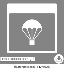 Parachute Calendar Page icon. Vector EPS illustration style is flat iconic symbol, white color.