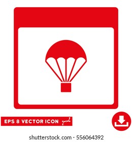 Parachute Calendar Page icon. Vector EPS illustration style is flat iconic symbol, red color.