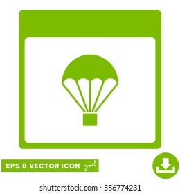 Parachute Calendar Page icon. Vector EPS illustration style is flat iconic symbol, eco green color.