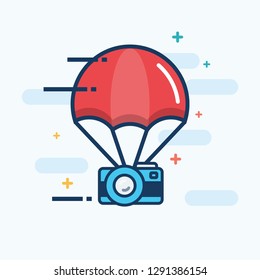 Parachute with Camera Photography Delivery Concept