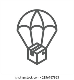 parachute cardboard box simple line icon