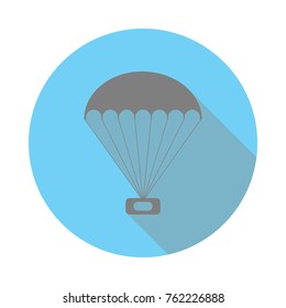 parachute with cargo flat icon. Army sign icon on white background