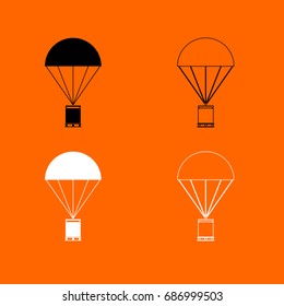 Parachute with cargo  set  icon .