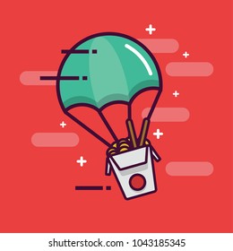 Parachute With Chinese Takeaway Food Delivery Concept