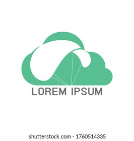 Parachute and cloud logo design. Delivery air balloon symbol. Business corporate vector icon.