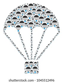 Parachute composition created in the combination of parachute design elements. Vector iconized composition composed with simple design elements.