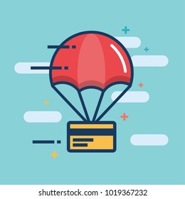 Parachute with Credit Card Transaction Payment Delivery Concept
