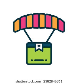 parachute delivery filled color icon. vector icon for your website, mobile, presentation, and logo design.