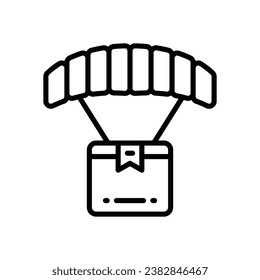 icono de la línea de entrega de paracaídas. icono vector para tu sitio web, móvil, presentación y diseño de logotipo.