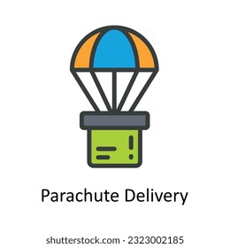 Parachute Delivery Vector   Fill outline Icon Design illustration. Shipping and delivery Symbol on White background EPS 10 File