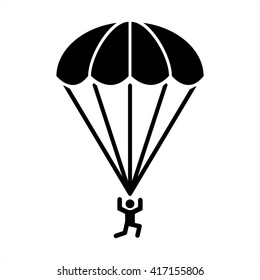 Parachute Diving Sky Jump Sport Military Extreme Icon Simple Black