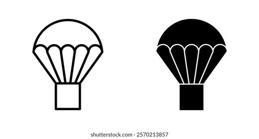 Parachute drop Icon set. Symbol isolated white background. vector illustration. color editable.