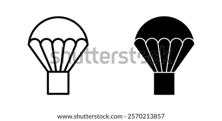 Parachute drop Icon set. Symbol isolated white background. vector illustration. color editable.