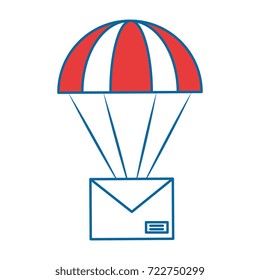 parachute with envelope mail isolated icon