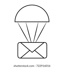 parachute with envelope mail isolated icon