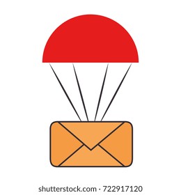 parachute with envelope mail isolated icon