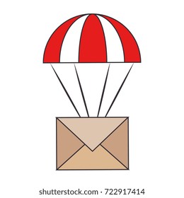parachute with envelope mail isolated icon