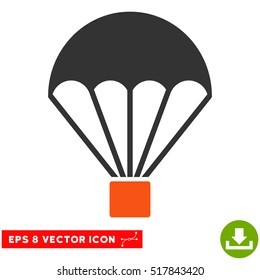 Parachute EPS vector icon. Illustration style is flat iconic bicolor orange and gray symbol on white background.