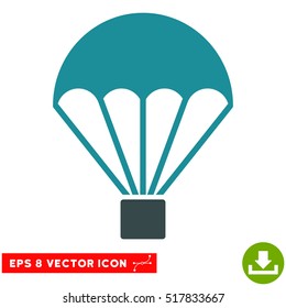 Parachute EPS vector pictogram. Illustration style is flat iconic bicolor soft blue symbol on white background.