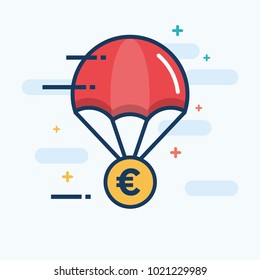Parachute with Euro Coin Delivery Concept