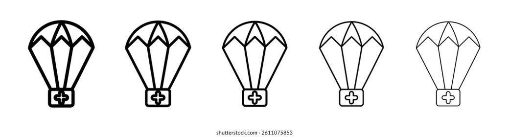 parachute with first aid kit icon Symbol mark in Outline style