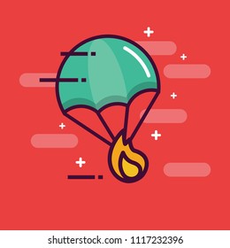 Parachute with Flame Fire Delivery Concept