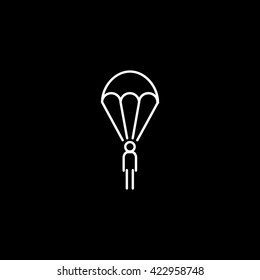 Parachute Flat Icon On Black Background
