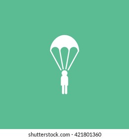 Parachute Flat Icon On Green Background